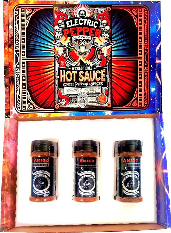 WT Amigo Spice Gift Set Chili Pepper Powder Habanero, Scotch Bonnet, and Serrano Chipotle
