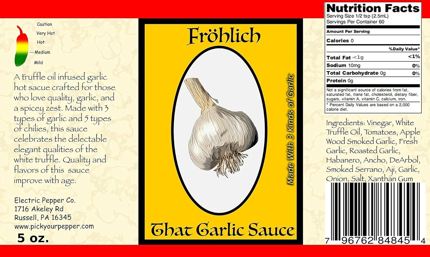 Product Label For Wicked Tickle Fröhlich Truffle Oil Infused - 
3 Pack 