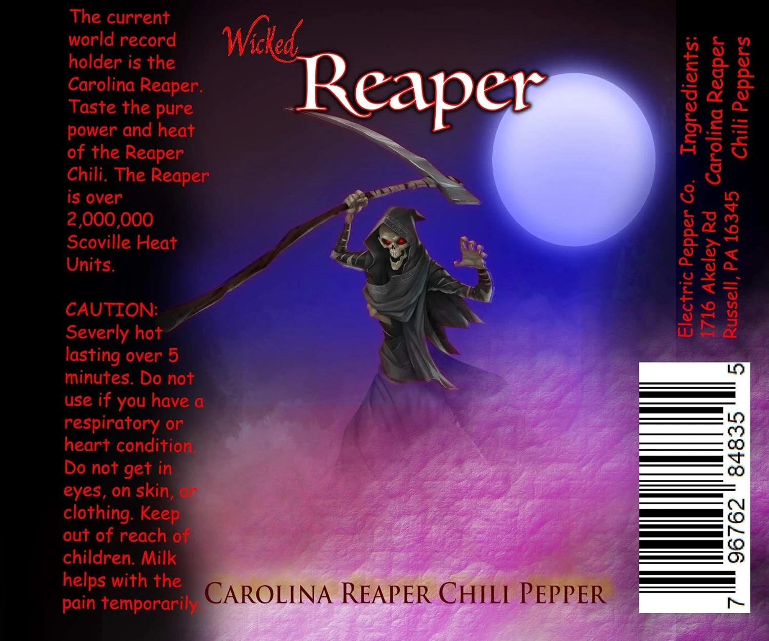 Product Label For Wicked Reaper Reaper Purple